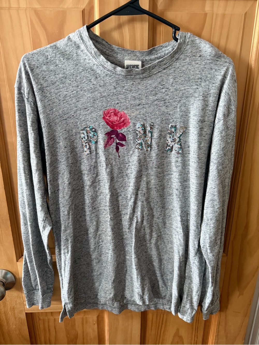 Like New, Women’s Size XS Victoria’s Secret Pink Long Sleeve Shirt With Sequins